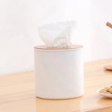 Round Tissue Box With Wooden Lid