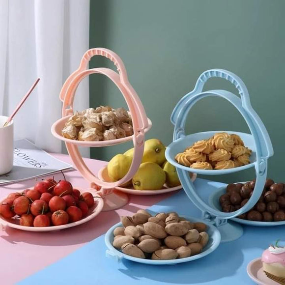 3 in 1 Folding Plastic Fruit Plates Snack Plate