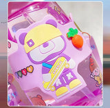 Cute Bear Water Bottle With Straw