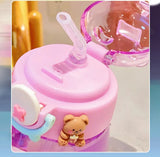 Cute Bear Water Bottle With Straw