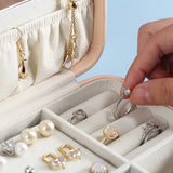 Zipper Jewelry Storage Box With Mirror