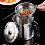 Premium Stainless Steel Oil Filter Pot with Fine Mesh Strainer