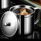 Premium Stainless Steel Oil Filter Pot with Fine Mesh Strainer