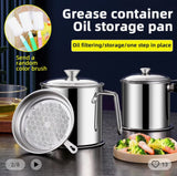 Premium Stainless Steel Oil Filter Pot with Fine Mesh Strainer