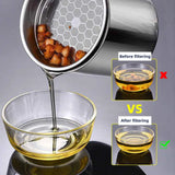 Premium Stainless Steel Oil Filter Pot with Fine Mesh Strainer
