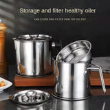 Premium Stainless Steel Oil Filter Pot with Fine Mesh Strainer