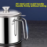 Premium Stainless Steel Oil Filter Pot with Fine Mesh Strainer