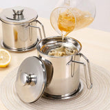 Premium Stainless Steel Oil Filter Pot with Fine Mesh Strainer