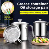 Premium Stainless Steel Oil Filter Pot with Fine Mesh Strainer